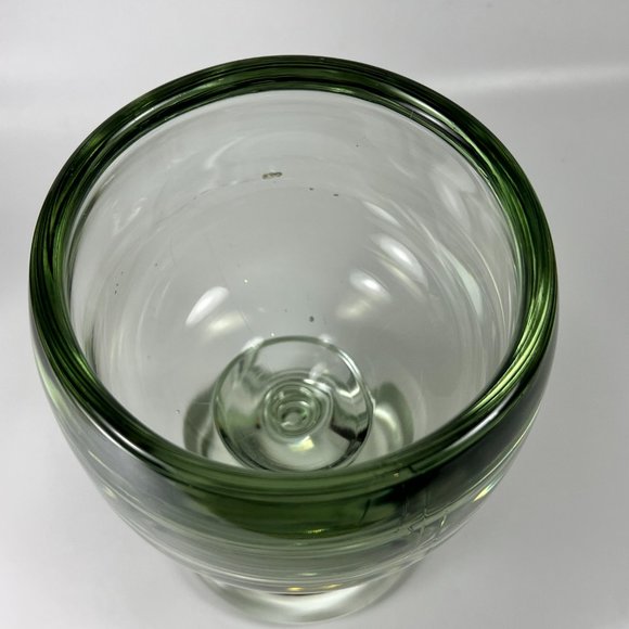 Hand Blown Footed Stemmed Glass Goblet Vase Green Hue Tint Heavy Unbranded 8" - Picture 4 of 16